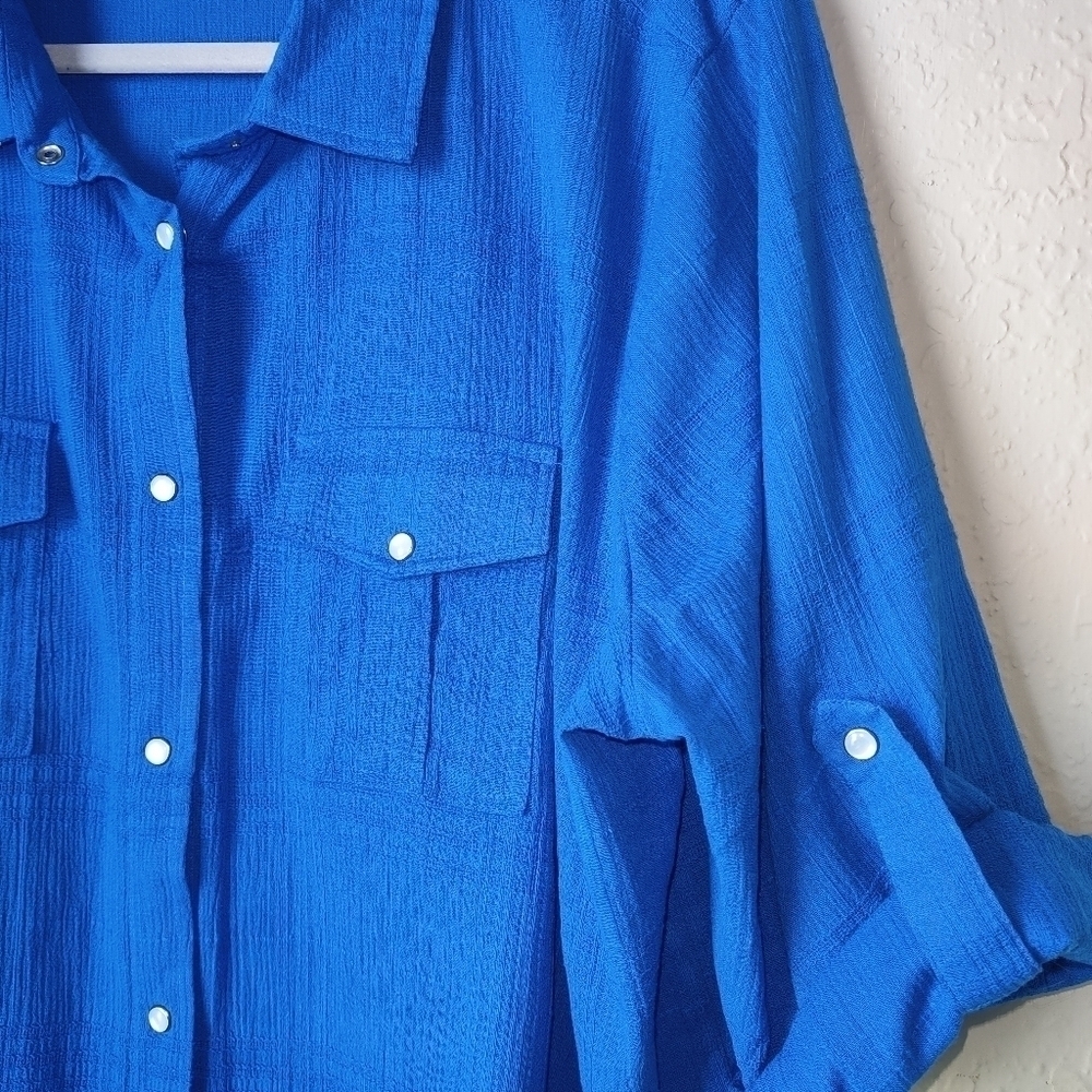 WomanWithin Women's Plus size 1X Cotton Gauze Big Shirt - Picture 4 of 10
